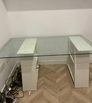 Escritorio cristal y madera