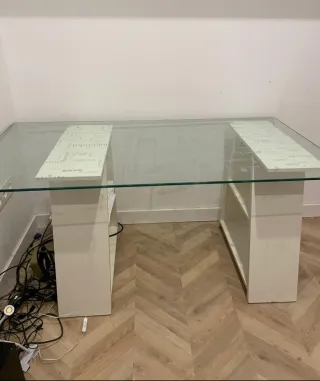 Escritorio cristal y madera