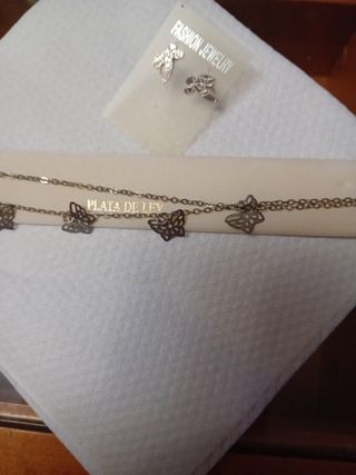 Pulsera y pendientes mariposas plata
