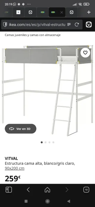 Cama alta IKEA Vitval metal. URGE VENTA por mudanz
