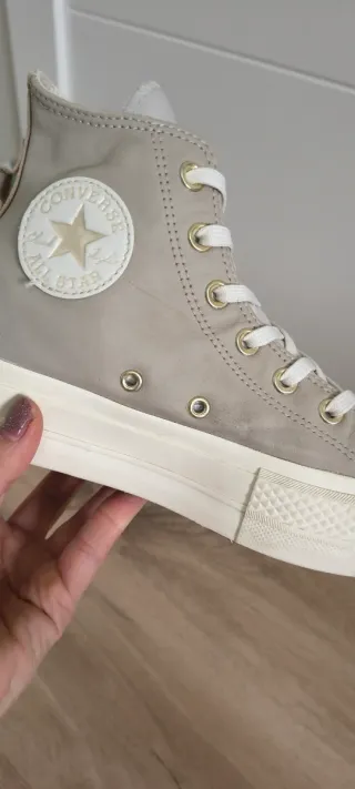 Converse con plataforma de piel color gris  39