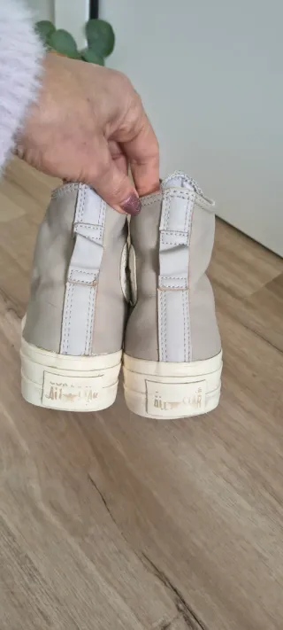 Converse con plataforma de piel color gris  39