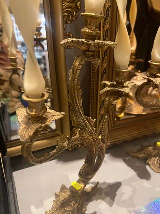 2 Candelabros Bronce Vintage