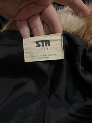 Abrigo de pelo beige y marrón