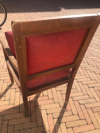 Antica Sedia Comoda Legno e Pelle Inizi '900