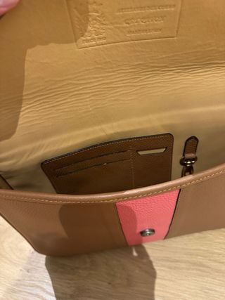 Cartera Cuero Rey Pavón Marrón y Rosa