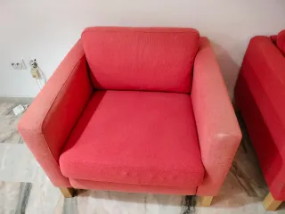Sofá y sillón Ikea rojo
