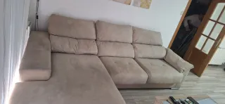 Sofá Chaiselongue Beige Tela