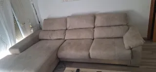 Sofá Chaiselongue Beige Tela