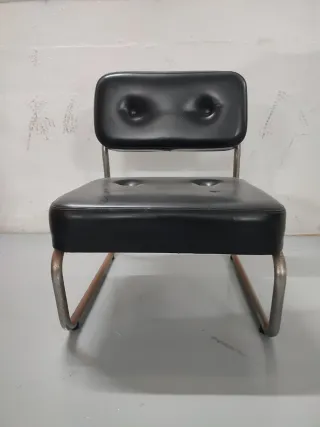 Sillón tubular años 60 negro y plata