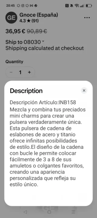 Pulsera Gnoce Acero y Titanio Eslabones