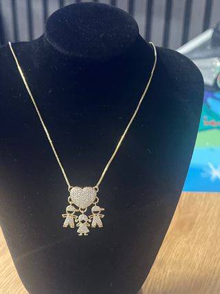 Collar con cuore e bambini in oro 14K laminato 45cm XP