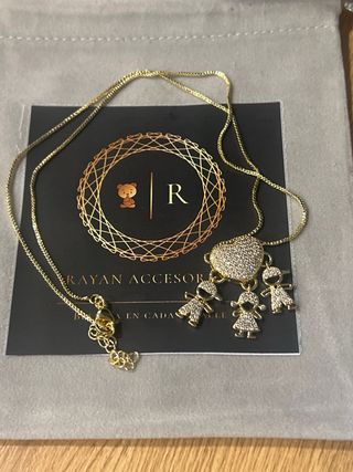 Collar con cuore e bambini in oro 14K laminato 45cm XP