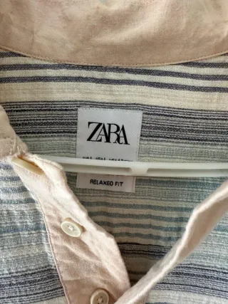 Polo Zara Talla L Rayas Beige y Azul