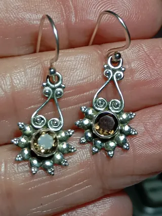 Pendientes Plata Ley cuarzo ahumado