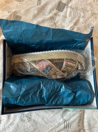 Sandalias esparto multicolor doradas