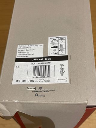 Botas de agua Hunter niña Talla 36