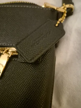 Bolso Coach Negro Piel Cremallera Dorada