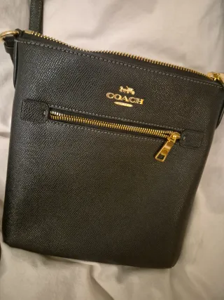 Bolso Coach Negro Piel Cremallera Dorada