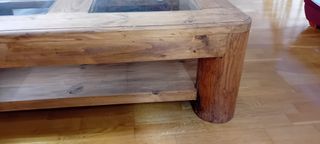 Mesa baja rústica madera y cristal