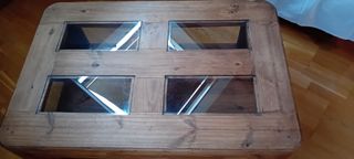 Mesa baja rústica madera y cristal