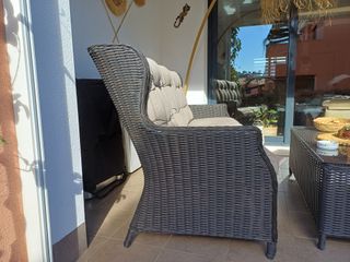 Sofá exterior 3 plazas beige y marrón