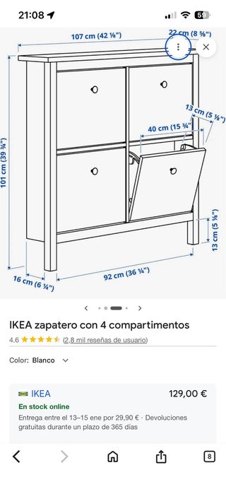 Zapatero blanco con detalles dorados