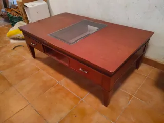 Mesa de centro madera con cristal