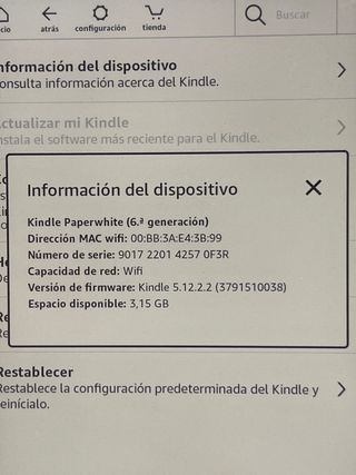 Kindle Paperwhite 6ª gen.