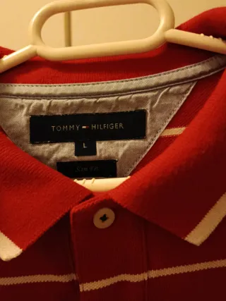 Polo Tommy Hilfiger Rayas Rojas Talla L