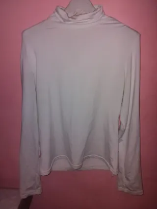 Jersey de algodón cuello alto blanco