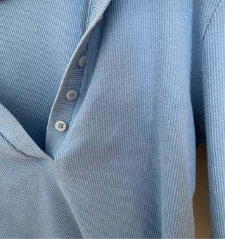 Top Zara azul manga larga crop