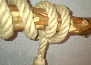 Lámpara colgante rústica madera y cuerda