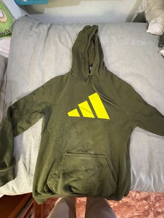 Sudadera Adidas Verde Oliva Logo Amarillo