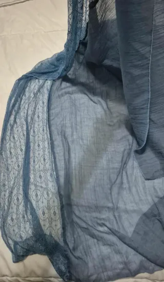 Bufanda Oriflame Azul Larga Encaje