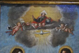 Antigua pintura religiosa antigua Sagrada Familia