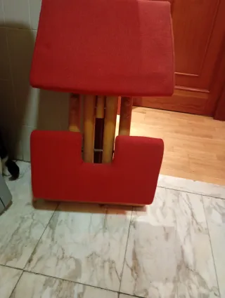 Silla ergonómica multiusos roja de madera