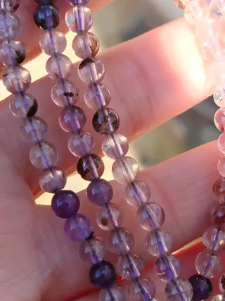 Pulsera Cuarzo Jardín y Amatista Multicolor