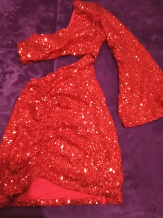 Vestido fiesta lentejuelas rojo talla S