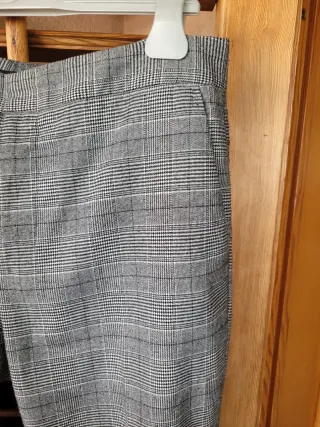 Pantaloni donna fantasia a quadri grigio