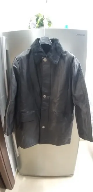 Giaccone in pelle nero taglia M