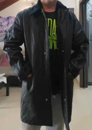 Giaccone in pelle nero taglia M