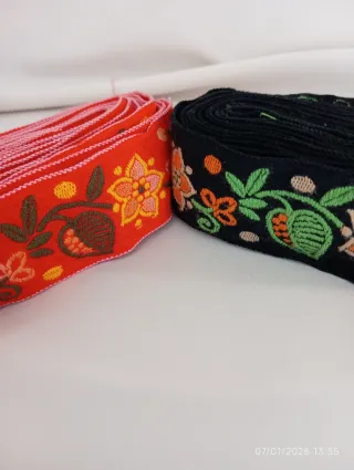 Passamanerie vintage ricami floreali puro cotone