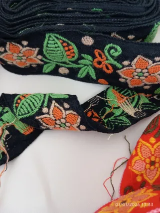 Passamanerie vintage ricami floreali puro cotone