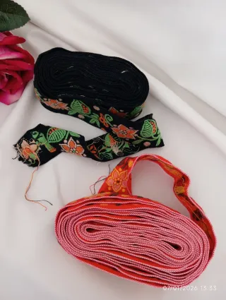 Passamanerie vintage ricami floreali puro cotone