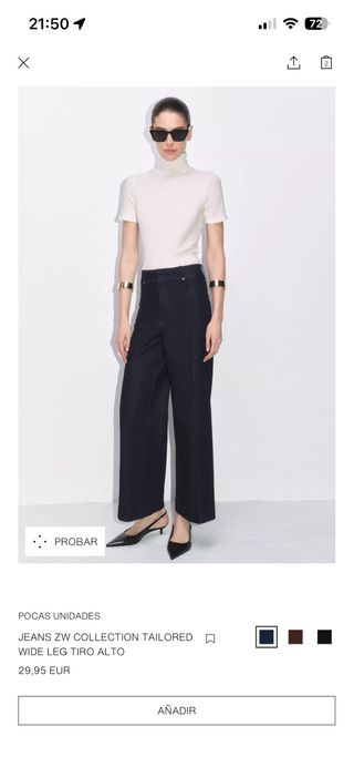 Zara Jeans Wide Leg Tiro Alto Azul