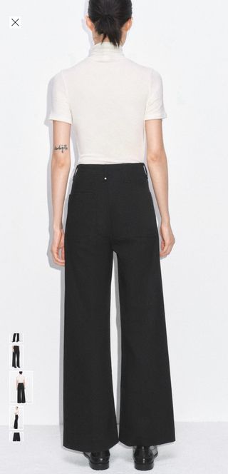 Zara Jeans Wide Leg Tiro Alto Azul