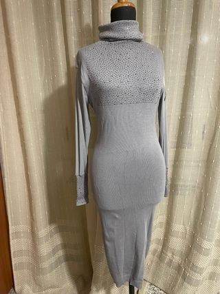 Abito lungo grigio glitterato Isabella