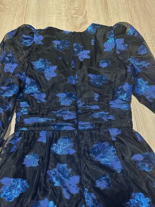 Vestido fiesta Zara floral azul negro