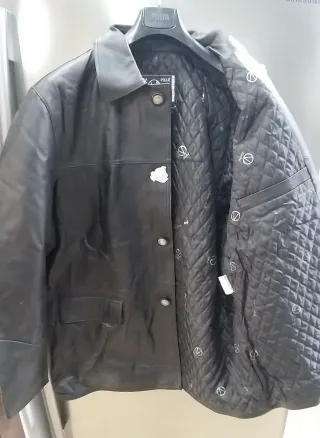 Giaccone in pelle nero taglia XXL